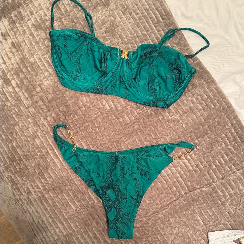 Emerald Green Snake Print Bikini